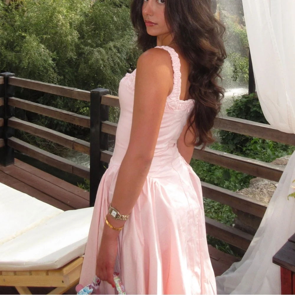 Soft Pink Square-Neck Midi Dress - Picture 3 of 3